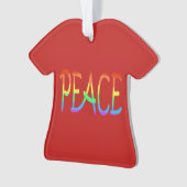 Farbenfrohe Regenbogen Peace Word Rote Ornamente (Vorderseite)