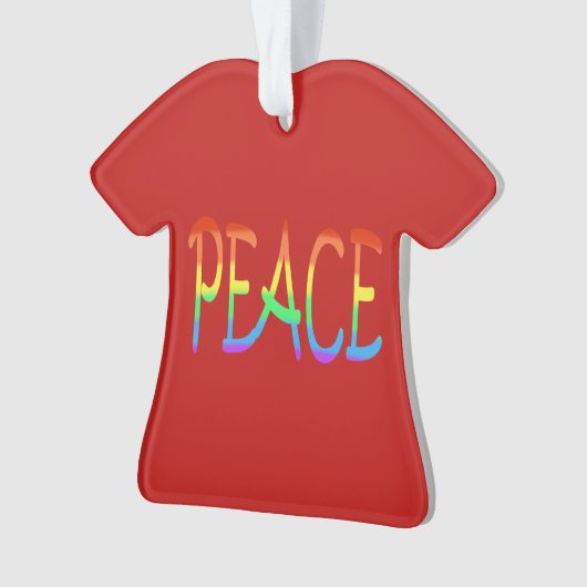 Farbenfrohe Regenbogen Peace Word Rote Ornamente (Vorderseite)