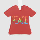 Farbenfrohe Regenbogen Peace Word Rote Ornamente (Rückseite)