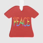 Farbenfrohe Regenbogen Peace Word Rote Ornamente (Vorderseite)