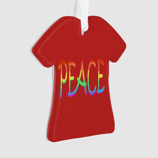 Farbenfrohe Regenbogen Peace Word Rote Ornamente (Vorderseite)