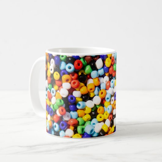 Farbenfrohe Regenbogen-Pile der Perlen Kaffeetasse (Vorderseite Links)