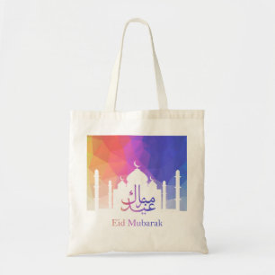 Farbenfrohe Regenbogen-Polygonal-Eid-Moschee Budge Tragetasche