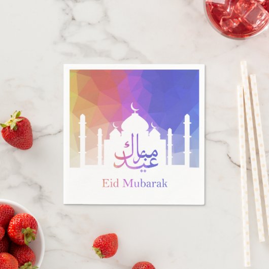 Farbenfrohe Regenbogen Polygonal Eid Moschee Paper Serviette (Beispiel)