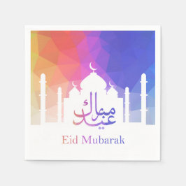 Farbenfrohe Regenbogen Polygonal Eid Moschee Paper Serviette