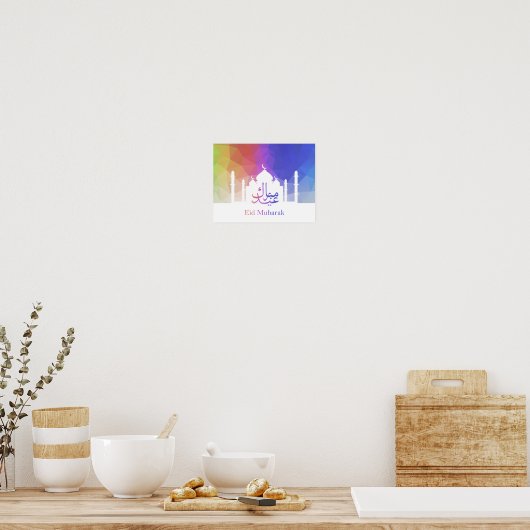 Farbenfrohe Regenbogen Polygonal Eid Moschee Poste Poster (Küche)