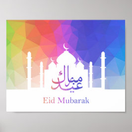 Farbenfrohe Regenbogen Polygonal Eid Moschee Poste Poster