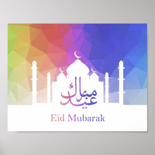 Farbenfrohe Regenbogen Polygonal Eid Moschee Poste Poster (Vorne)