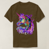 Farbenfrohe Regenbogen Psychedelic Unicorn Pferdek T-Shirt (Design vorne)
