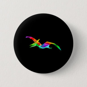 Farbenfrohe Regenbogen Pteranodon Pterodactyl Dino Button