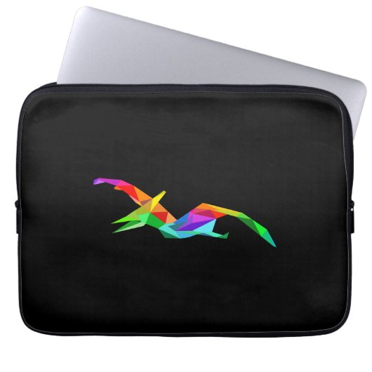Farbenfrohe Regenbogen Pteranodon Pterodactyl Dino Laptopschutzhülle (Vorderseite)