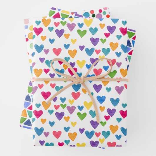 Farbenfrohe Regenbogen Punkte Abstraktes Dreieck H Geschenkpapier Set (Beispiel)