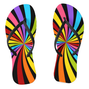 Farbenfrohe Regenbogen-Radialmuster Flip Flops Badesandalen