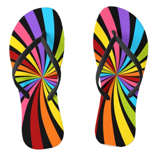 Farbenfrohe Regenbogen-Radialmuster Flip Flops Badesandalen (Fußbett)