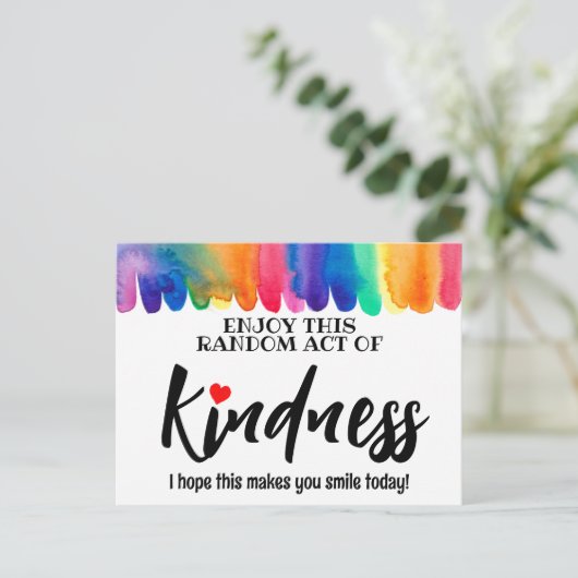 Farbenfrohe Regenbogen Random Act of Kindness Post Postkarte (Stehend Vorderseite)
