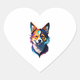 farbenfrohe Regenbogen-realistisches Corgi-Hunddes Herz-Aufkleber