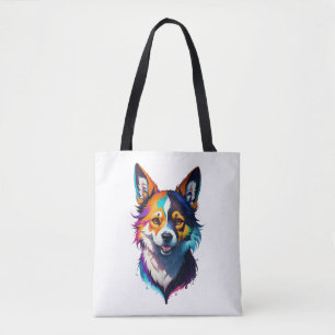 farbenfrohe Regenbogen-realistisches Corgi-Hunddes Tasche