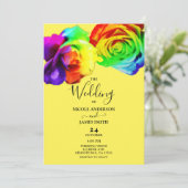 Farbenfrohe Regenbogen-Rose kühne Blumenzehen Einladung (Stehend Vorderseite)