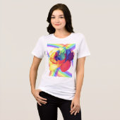 Farbenfrohe Regenbogen-Rose mit Rainbow Arms Desig Tri-Blend Shirt (Vorderseite voll)