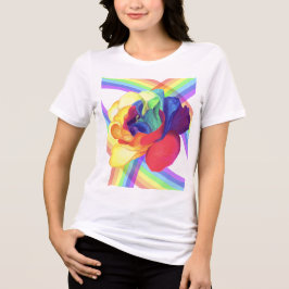 Farbenfrohe Regenbogen-Rose mit Rainbow Arms Desig Tri-Blend Shirt