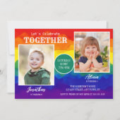 Farbenfrohe Regenbogen-Schwimmen Foto Geburtstag Einladung (Vorderseite)