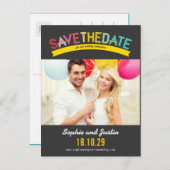 Farbenfrohe Regenbogen Sommer Foto Modernes Save t Ankündigungspostkarte (Vorne/Hinten)