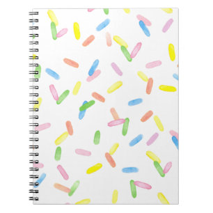 Farbenfrohe Regenbogen-Sprinklen, Aquarell Notizblock