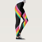 Farbenfrohe Regenbogen Streifen Band Design Schwar Leggings (Rechts)