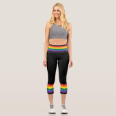 Farbenfrohe Regenbogen-Streifen Capri Leggings (Vorderseite)