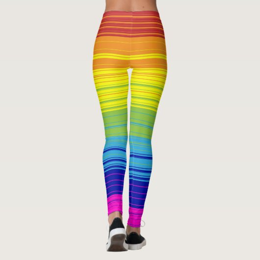 Farbenfrohe Regenbogen Streifen Kunstmuster Hinter Leggings (Rückseite)