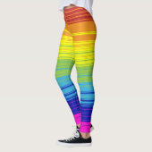 Farbenfrohe Regenbogen Streifen Kunstmuster Hinter Leggings (Links)