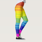 Farbenfrohe Regenbogen Streifen Kunstmuster Hinter Leggings (Rechts)