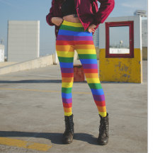 Farbenfrohe Regenbogen-Streifen Leggings
