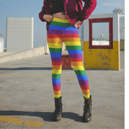 Farbenfrohe Regenbogen-Streifen Leggings