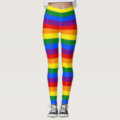 Farbenfrohe Regenbogen-Streifen Leggings (Vorderseite)