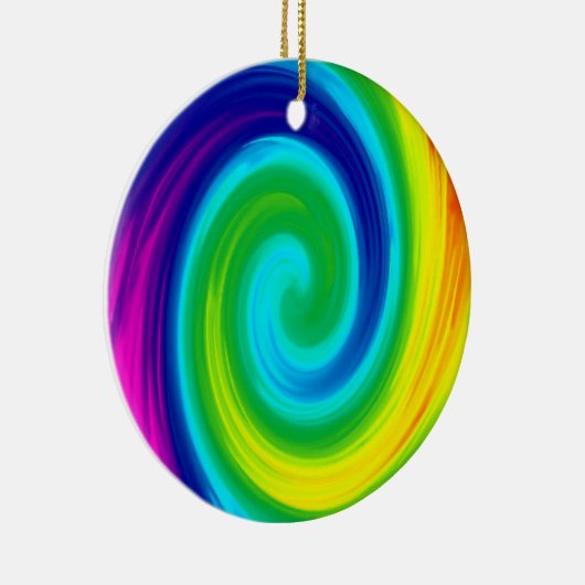 Farbenfrohe Regenbogen Swirl Abstraktes Kunstdesig Keramik Ornament (Rechts)