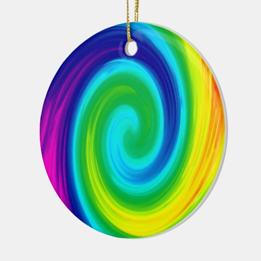 Farbenfrohe Regenbogen Swirl Abstraktes Kunstdesig Keramik Ornament (Links)