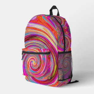 Farbenfrohe Regenbogen-Swirl Retro-Design Bedruckter Rucksack