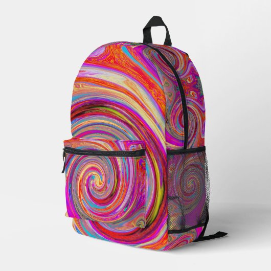 Farbenfrohe Regenbogen-Swirl Retro-Design Bedruckter Rucksack (Rückseitige Ecke Rechts)