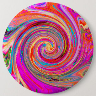Farbenfrohe Regenbogen-Swirl Retro-Design Button