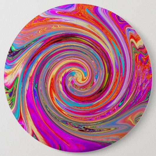 Farbenfrohe Regenbogen-Swirl Retro-Design Button (Vorderseite)