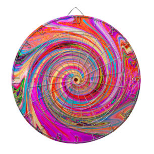 Farbenfrohe Regenbogen-Swirl Retro-Design Dartscheibe