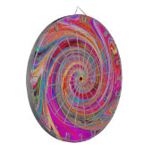 Farbenfrohe Regenbogen-Swirl Retro-Design Dartscheibe (Vorderseite Links)