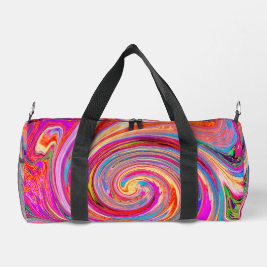 Farbenfrohe Regenbogen-Swirl Retro-Design Duffle Bag (Rückseite)