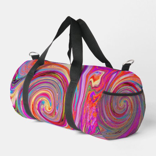 Farbenfrohe Regenbogen-Swirl Retro-Design Duffle Bag (Rechte Ecke)
