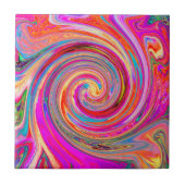 Farbenfrohe Regenbogen-Swirl Retro-Design Fliese (Vorderseite)