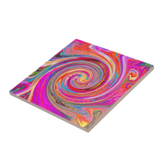 Farbenfrohe Regenbogen-Swirl Retro-Design Fliese (Seite)