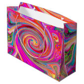 Farbenfrohe Regenbogen-Swirl Retro-Design Große Geschenktüte (Rückseite Schrägansicht)