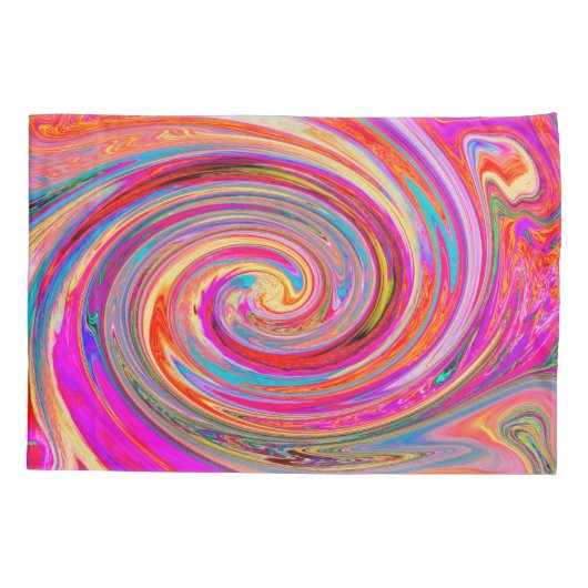 Farbenfrohe Regenbogen-Swirl Retro-Design Kissenbezug (Rückseite)