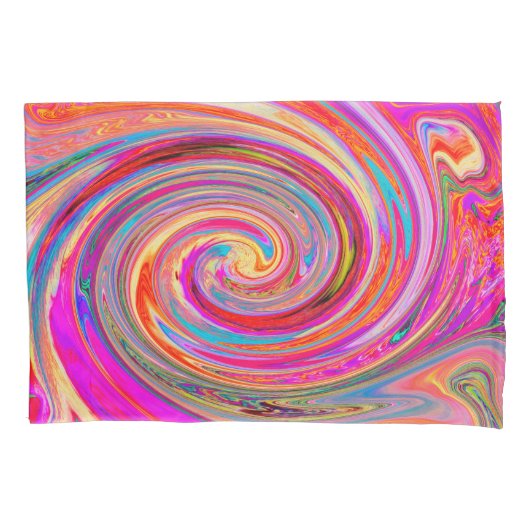 Farbenfrohe Regenbogen-Swirl Retro-Design Kissenbezug (Vorderseite)